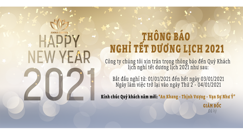 THÔNG BÁO NGHỈ TẾT DƯƠNG LỊCH 2021